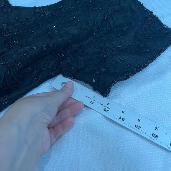Vintage Women's In Fashions Sequin Beaded Button Front Sheath Dress Black Small - Picture 6 of 7